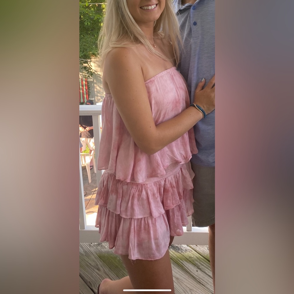 Mustard Seed Pink Ruffle Mini romper